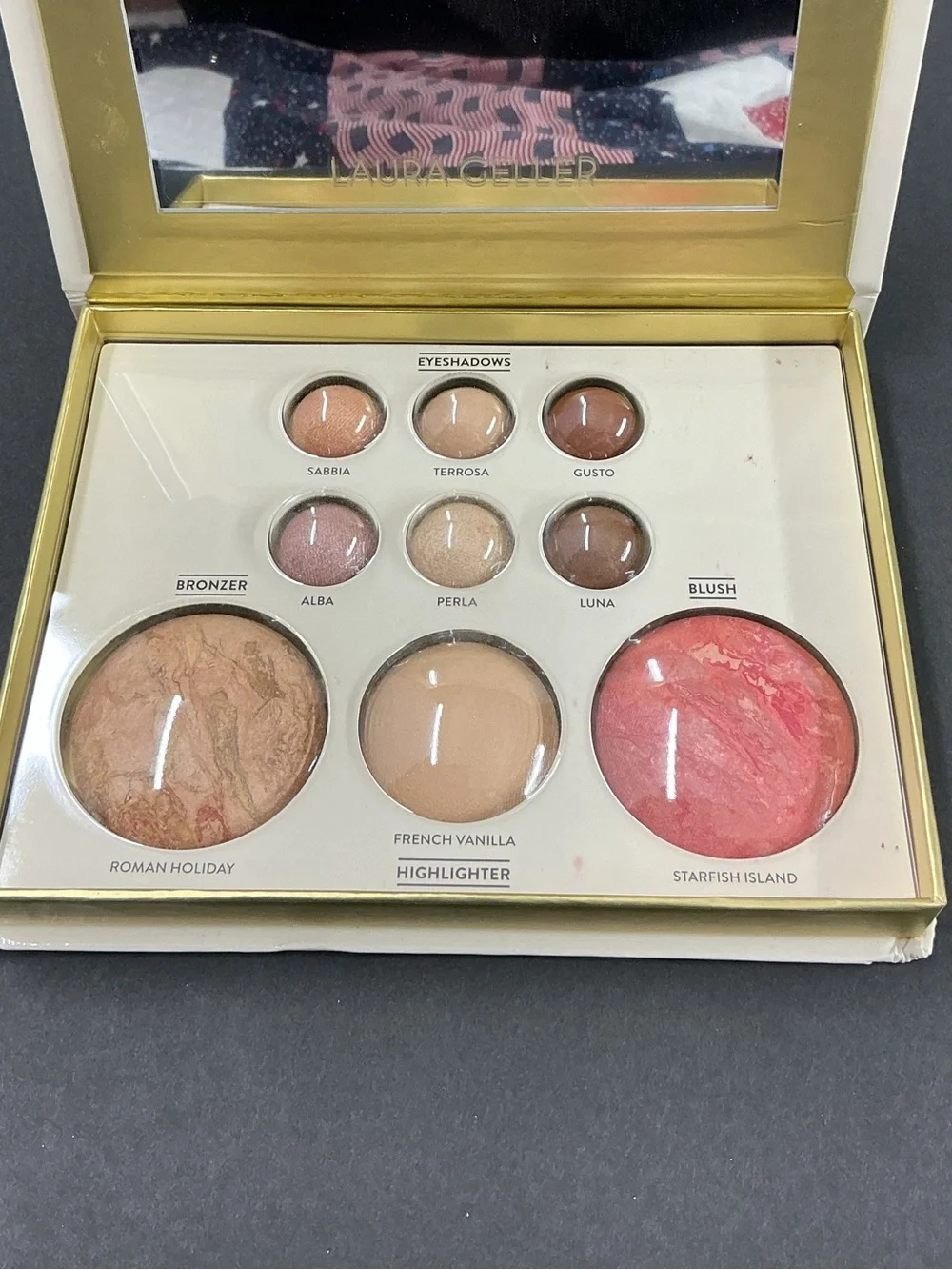 Laura Geller Eyeshadow & Face Palette — Pink Blush, Bronze, Cream Highlighter